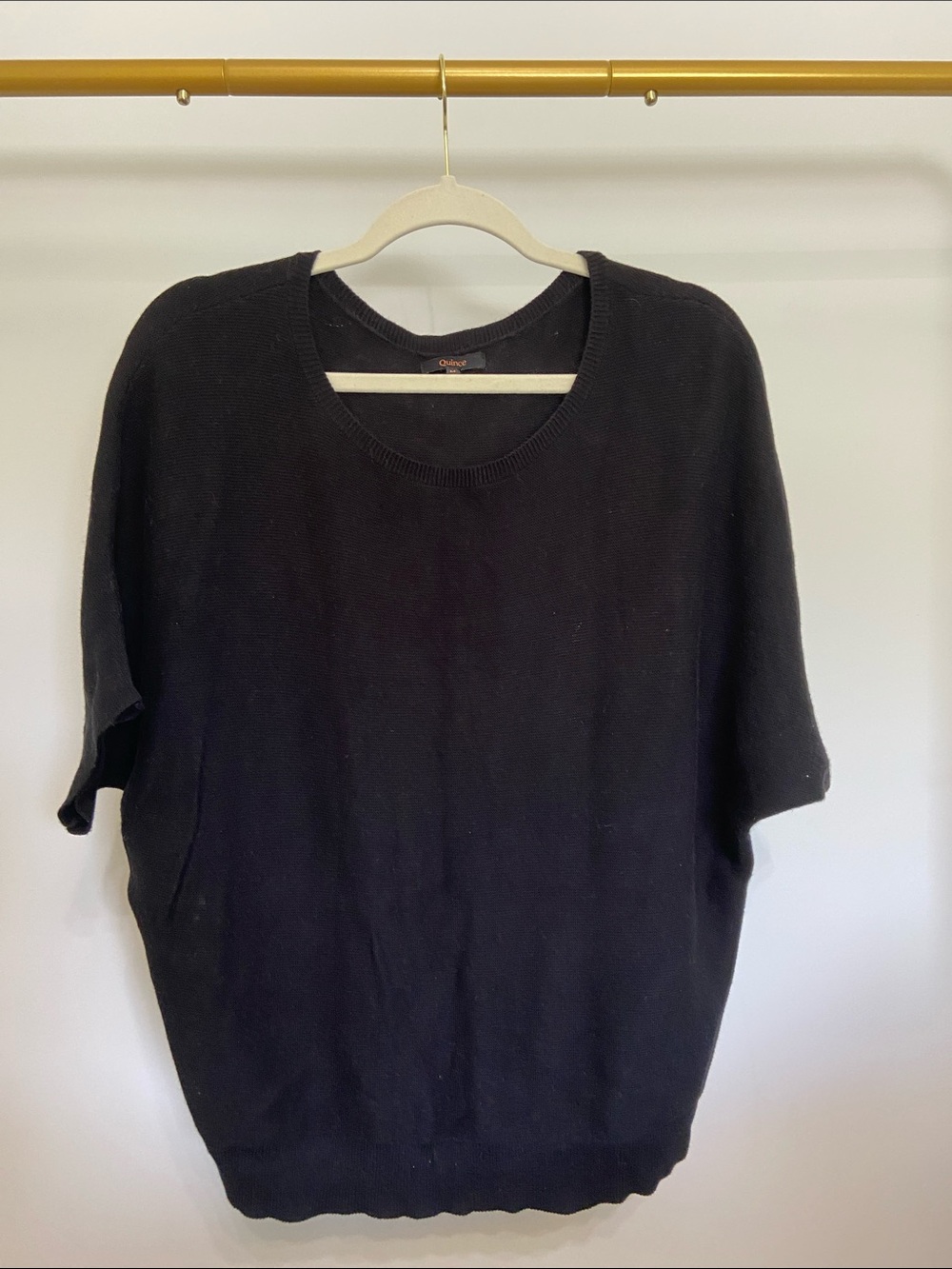 Quince Black Short Sleeve Knit Top